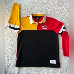 Tommy Hilfiger Kansas City Chiefs Colorblock Collared Long Sleeve Shirt Size L